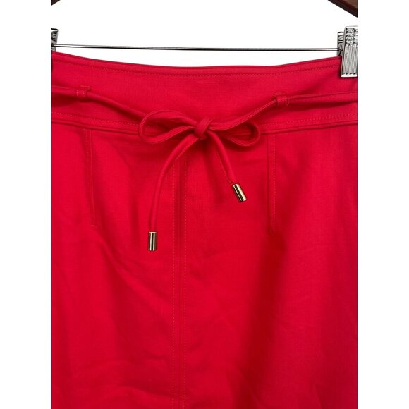 Ann Taylor Skirt Women Size 10 Midi Hot Pink Raon Stretch Tie Waist Casual New - Picture 3 of 9